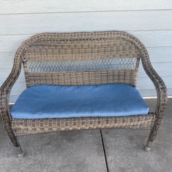Wicker Bench Outdoor With Cushion 