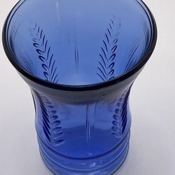 Cobalt Blue Wheat Design Depression Juice Glass