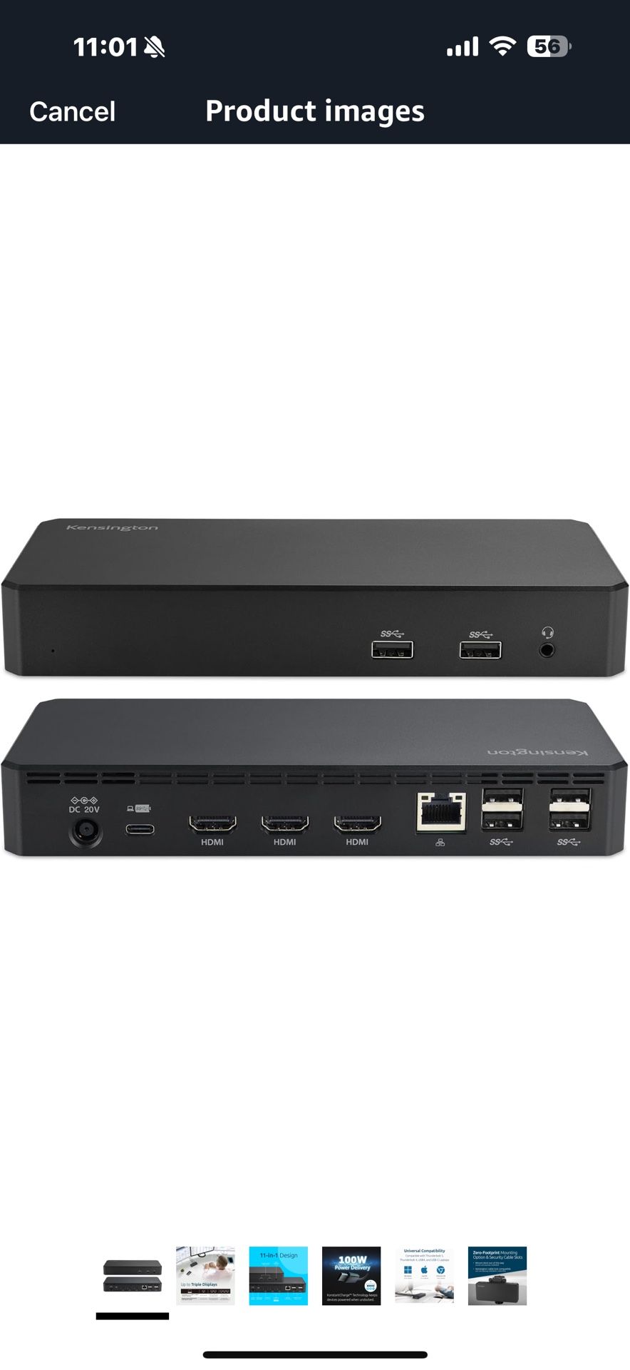 Kensington SD4760P 11-in-1 USB-C Docking Station Triple Monitor DisplayLink Docking Station, 3xHDMI, 100W Charging for Laptop, 6xUSB A, Ethernet, Audi
