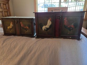 2 Wood Storage Boxes