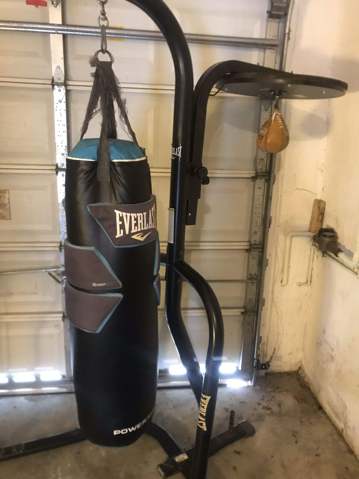 Everlast punching bag stand with speed bag