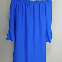 Teal Blue Flowy Off-Shoulder Dress | Flutter Sleeves | New With Tag | Size: XL | Brand: City Streets
