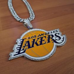 Los Angeles Lakers Iced Out Rhinestone Pendant Necklace