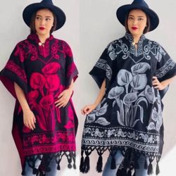 Beautiful Ponchos - Variety Of Designs & Colors, Flowers , Frida, Virgin , Peacocks 
