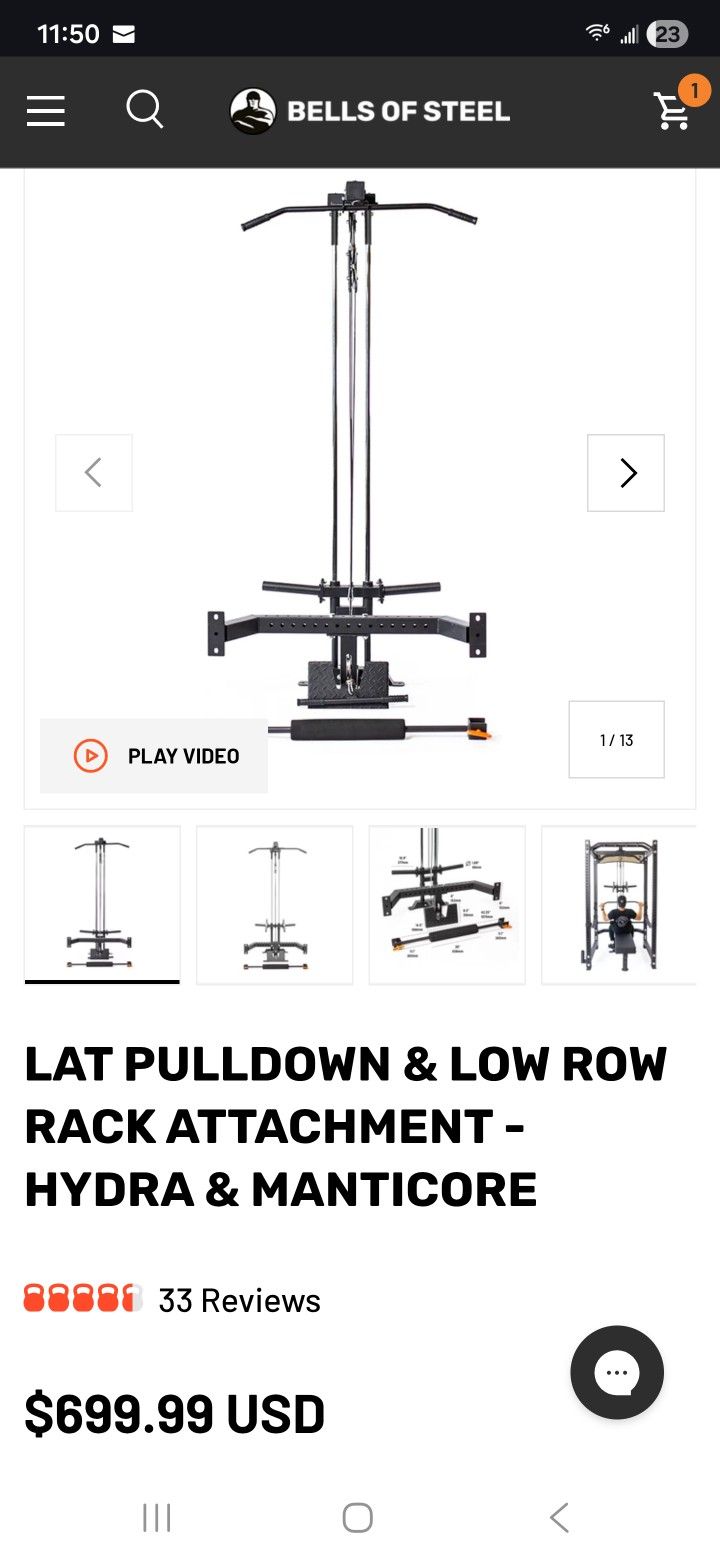 Bells Of Steel Lat Pull Down Hydra Rack Attachment