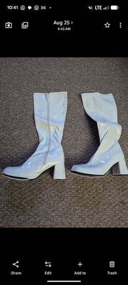 White Patent Leather Go-Go Boots Size 10