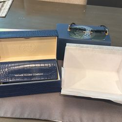 Vintage Frames Company Buffalo Horn 24k Gold Sunglasses New