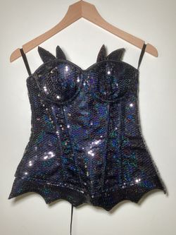 Sexy Batgirl Costume (DC Comics) - Black Sequins Corset - Small/Medium