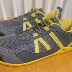 Xero Shoes Prio Men's Gray Yellow Barefoot Minimalist Sneakers Size 8.5 