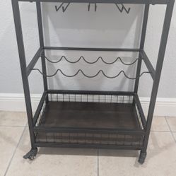 Wine & Glass Organizer/Cabinet Cart with Wheels