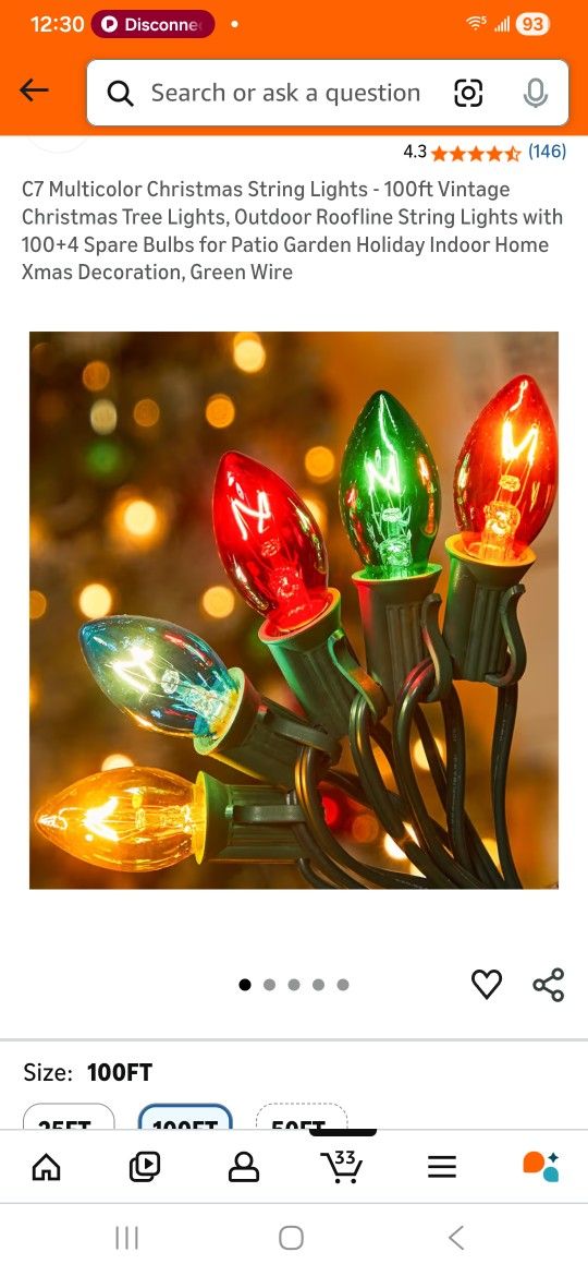 Minetom Vintage Christmas Lights, C7 String Lights for Christmas Holiday Season Party Indoor Outdoor Garage Garden Patio Backyard Cafe Decoration, Gre
