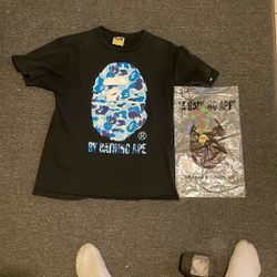 Black And Blue Camo Bape Shirt 