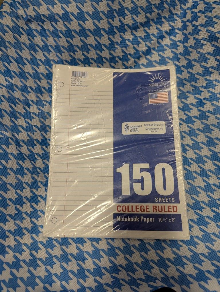 150 College Ruled Notebook Paper Sheets 10.5x8"