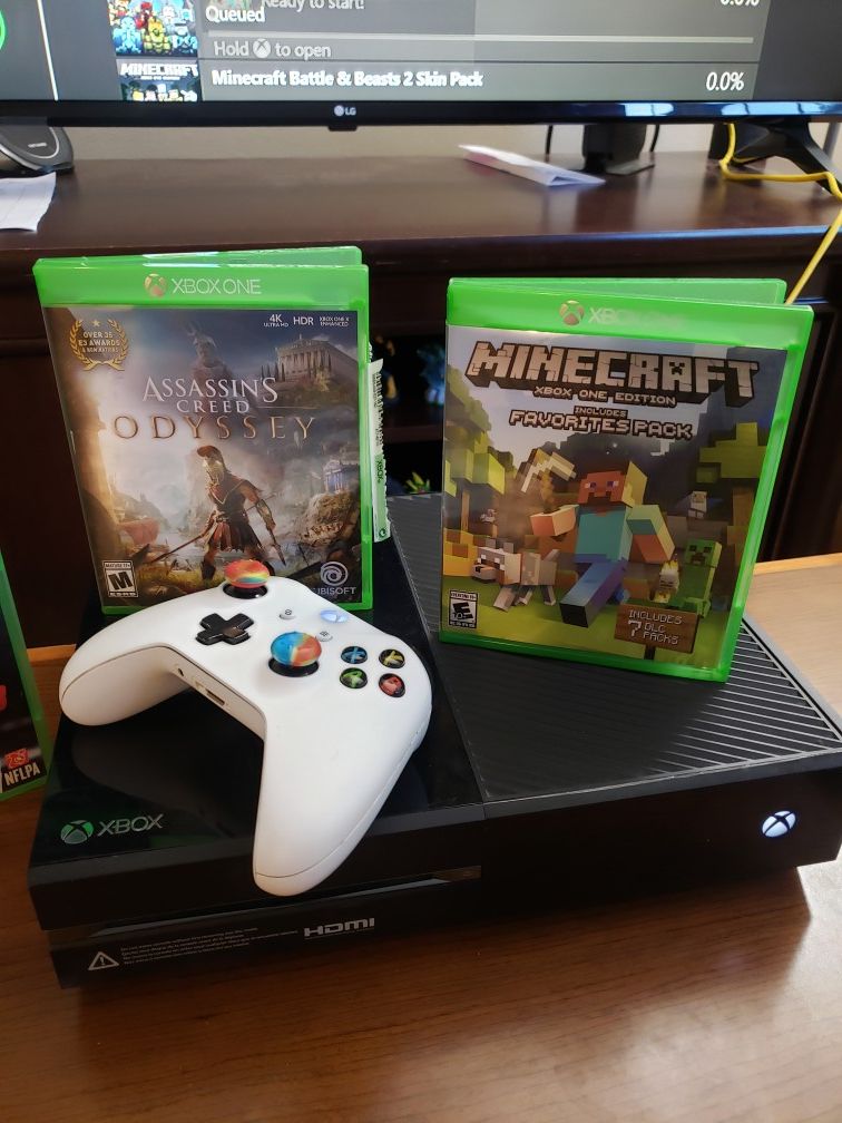 xbox one 3 games and 1 controller