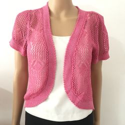 Women Fashion Chic Knit Shrug Cardigan - Fuchsia Pink