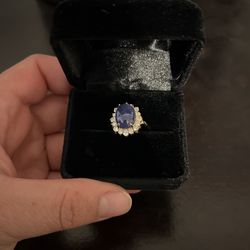 Vintage Style Ring 3.75 Ctw Tanzanite And Diamond 14K Yellow Gold