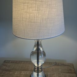 28 inch Pottery Barn Solid Glass Table Lamp with Shade