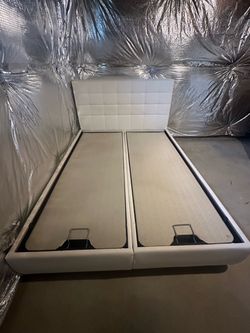 White Queen Sized Bed Frame with Storage