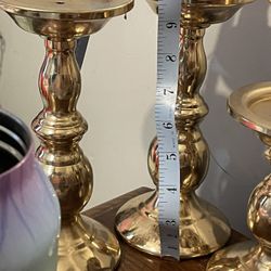 Three Gold Candle Holders 