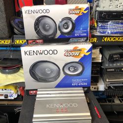 Kenwood 4 Channel Amplifier With 6X9 N 6.5 Size New Speakers 