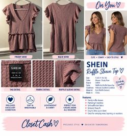 SHEIN Waffle Knit Ruffle Sleeve Top Size S