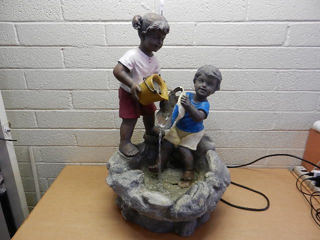 Large Garden Fountain with Boy and Girl