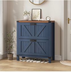 Farmhouse Shoe Cabinet Storage with 2 Flip Drawers for Entryway, Hallway