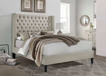 GLAM HIGH HEADBOARD FULL OR QUEEN SIZE BED TUFTED DETAIL / CAMA MATRIMONIAL