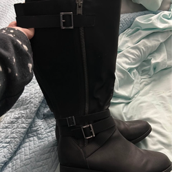 Black wide calf boots