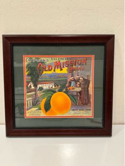 Framed art wood Old Mission Oranges 15” T 16” Wide