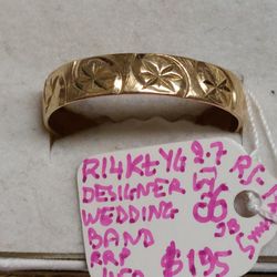 14k Yellow Gold Mens Wedding Band 5mm In Thickness & Ring Size 11