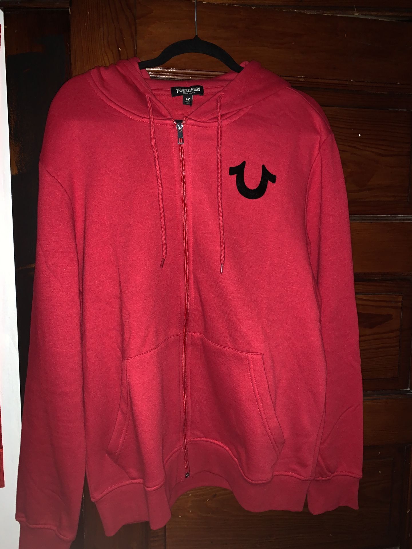Red Large True Religion Zip Up Hoodie (brand New
