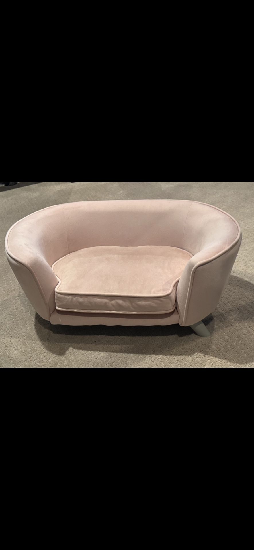 Small Dog Sofa Bed, Velvet Couch with Washable Cushion (Pink)