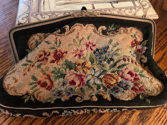 Rare 1930s Austrian Petit Point Floral Evening Bag