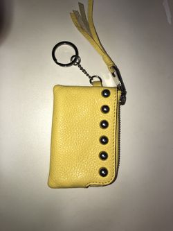 Rebecca Minkoff yellow leather keychain wallet