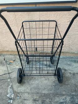 Black Metal Folding Shopping Cart