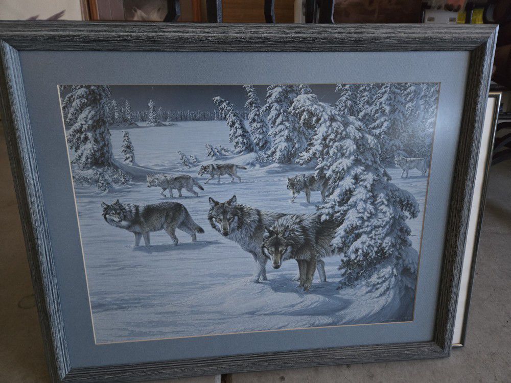 Three Wolves - Framed Art