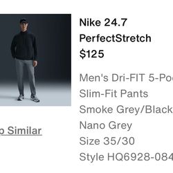 Nike 24.7 slim dri-fit pants 35-30