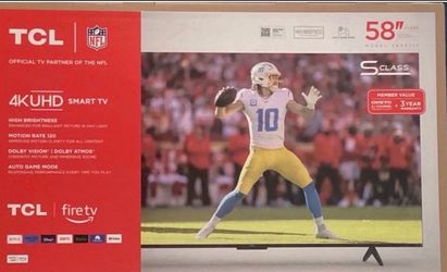 58 TCL Smart 4K HDTV $55 down on Financing free delivery six month warranty