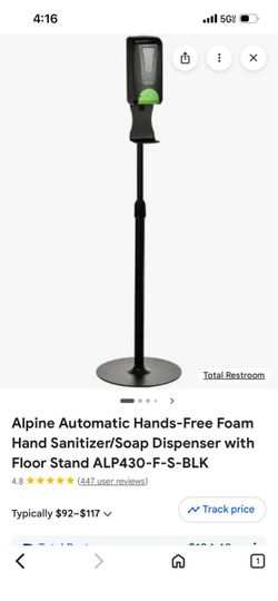 Alpine Industries 1200mL Automatic Foam Hand Sanitizer & Soap Dispenser with Floor Stand (White, Model ALP430-F-S)