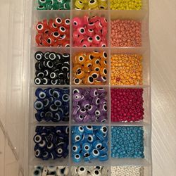 Evil eye beads & seed beads