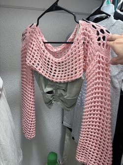 Pink crocheted sleeves?