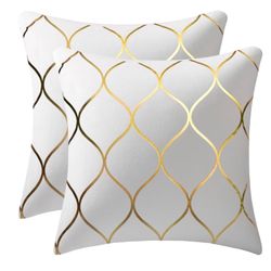 Beautiful white/gold design  pillow cover. Insert not included. 18”X18”. 2 Covers.