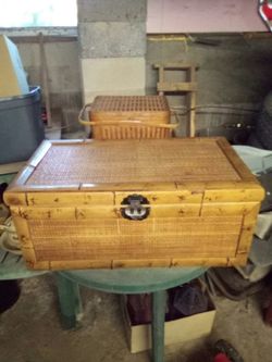 Antique Bamboo and Wicker Chest