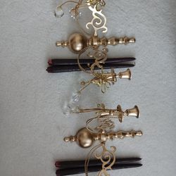 A Set Of Vintage Brass Sconces, Candles And Decors