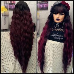 Human Hair Blended Natural Bang Wig 