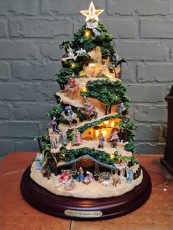 Thomas Kinkade Illuminated Musical Tabletop Nativity Tree