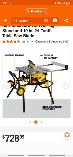 Dewalt contractors pop-up portable table saw