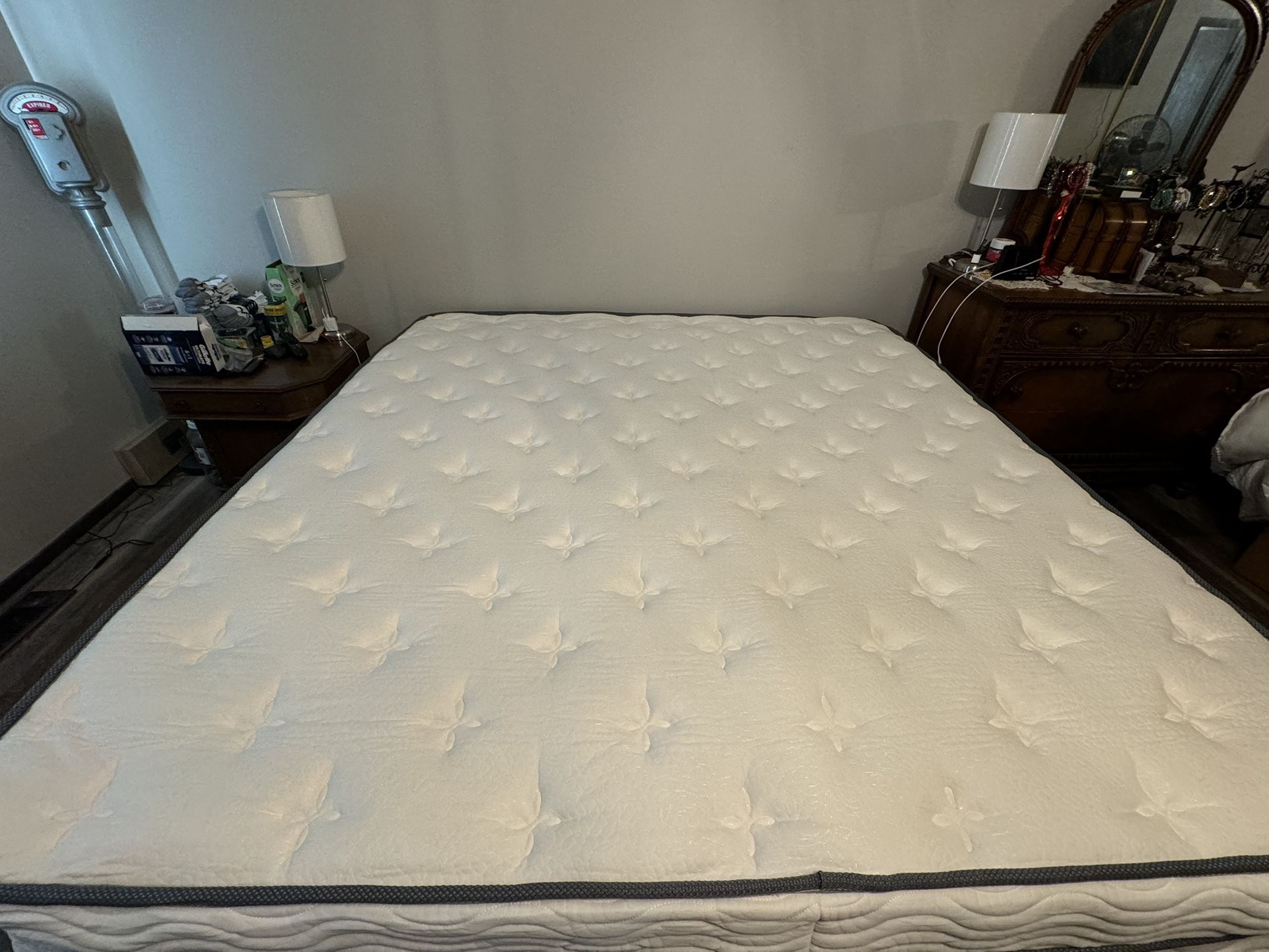 Like New King Size Mattress Frame And Box Spring