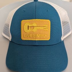 Patagonia Snapback Mesh Back Hat Blue OSFA Live Simply Embroidered Logo Guitar